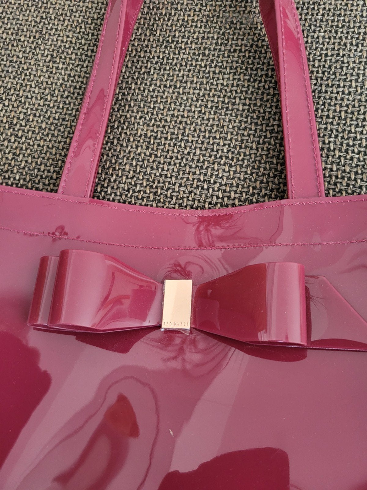 Ted Baker Shopper Tas - Glanzend Fuchsia met Strik, Ophalen of Verzenden, Zo goed als nieuw, Roze, Shopper