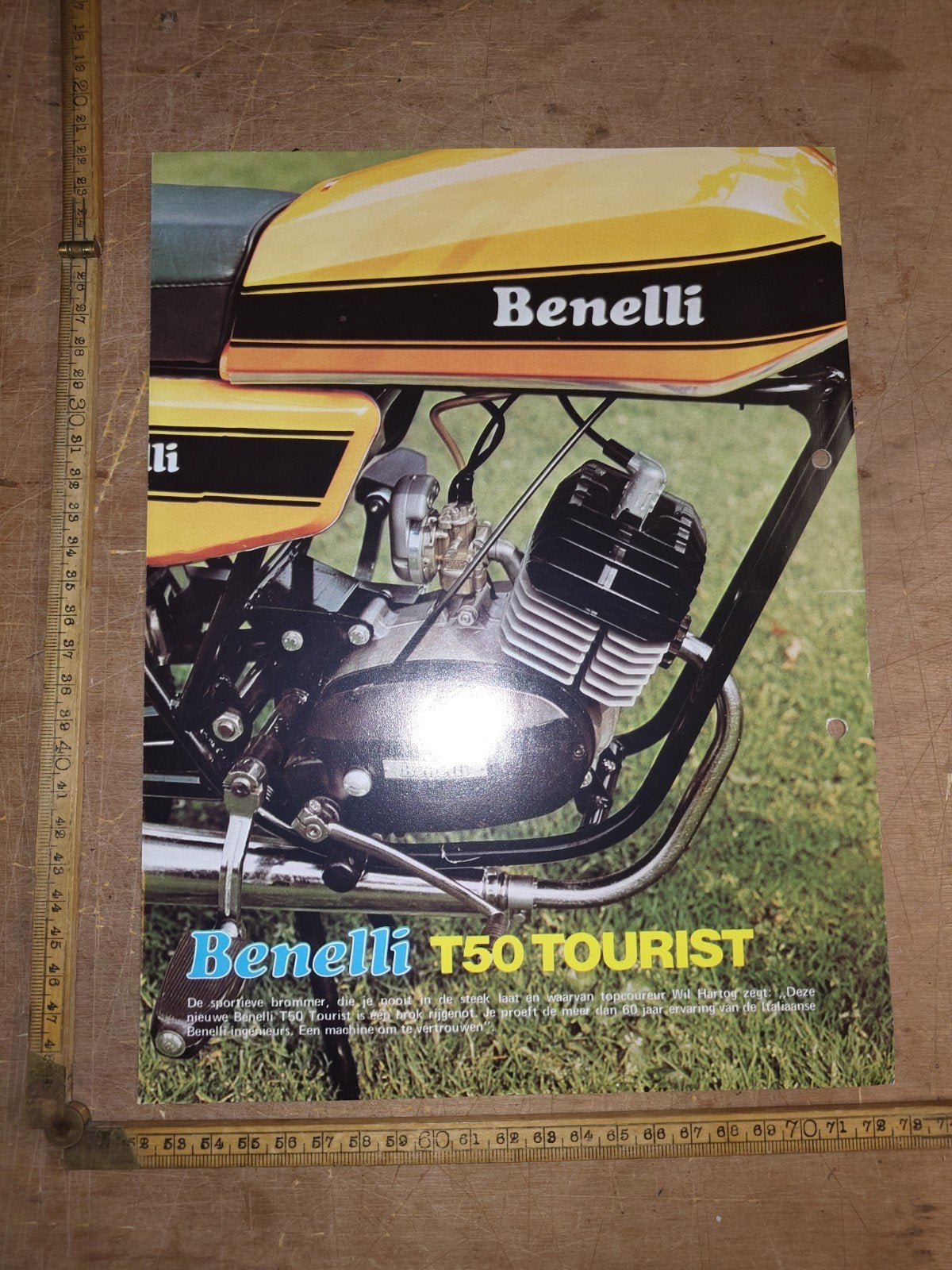 Folder Benelli T50 met prijslijst 1975, Ophalen of Verzenden, Gebruikt