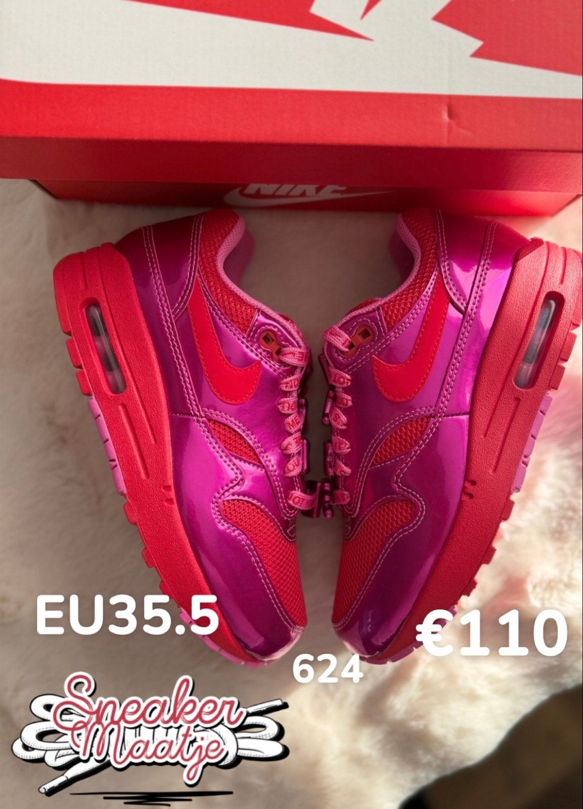 Nieuwe Nike Air Max 1 Roze Rood Valentijn Maat 35.5, Nieuw, Ophalen of Verzenden, Sneakers of Gympen, Roze