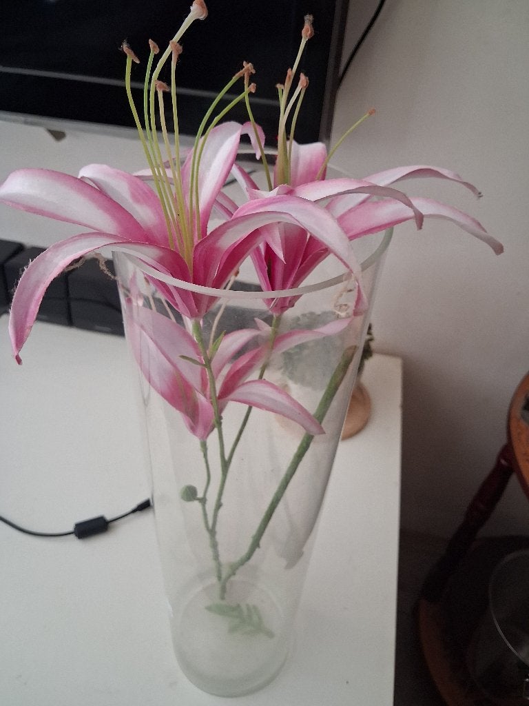 Kunstplant in vaas, 55 cm, Roze, Kunstbloem, Nieuw