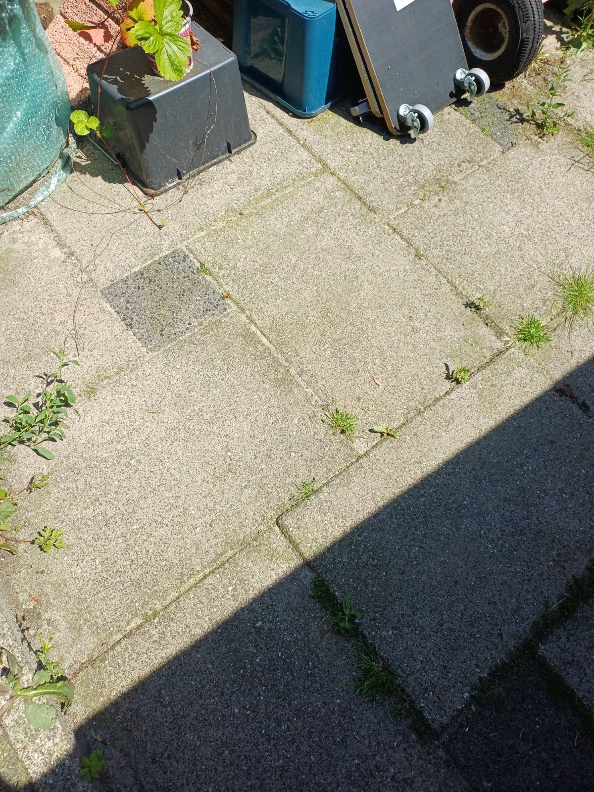 Grijze betontegels 40x60cm met pasblokjes 20x20cm (25m2), Tuin en Terras, Tegels en Klinkers, Gebruikt, Terrastegels, Beton, 10 m² of meer
