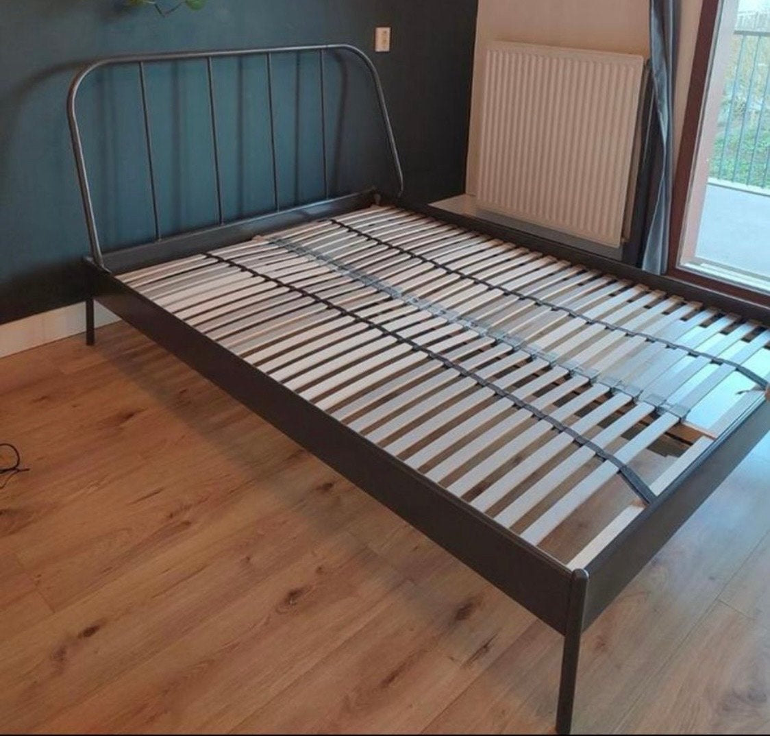 Ikea bed met lattenbodem - metaal, Ophalen, Gebruikt, Zwart, Tweepersoons