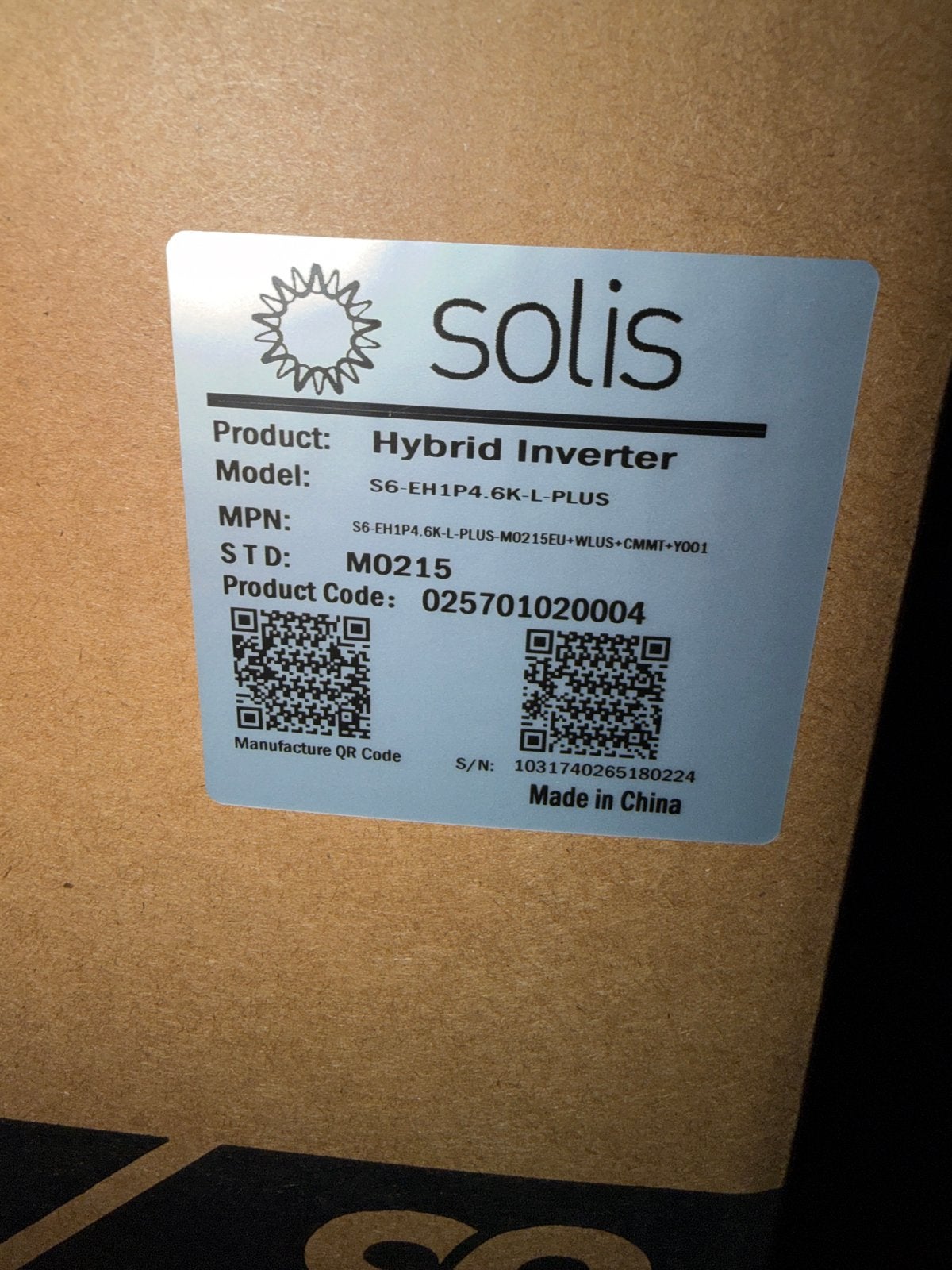 Solis S6-EH1P4.6K-L-PLUS Hybride Omvormer, Ophalen, Nieuw