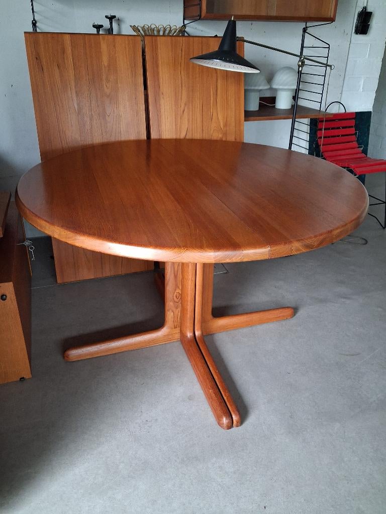 6 Niels Moller stoelen met eettafel, retro jaren 60 Deens, Ophalen, Gebruikt, 100 tot 150 cm, 200 cm of meer