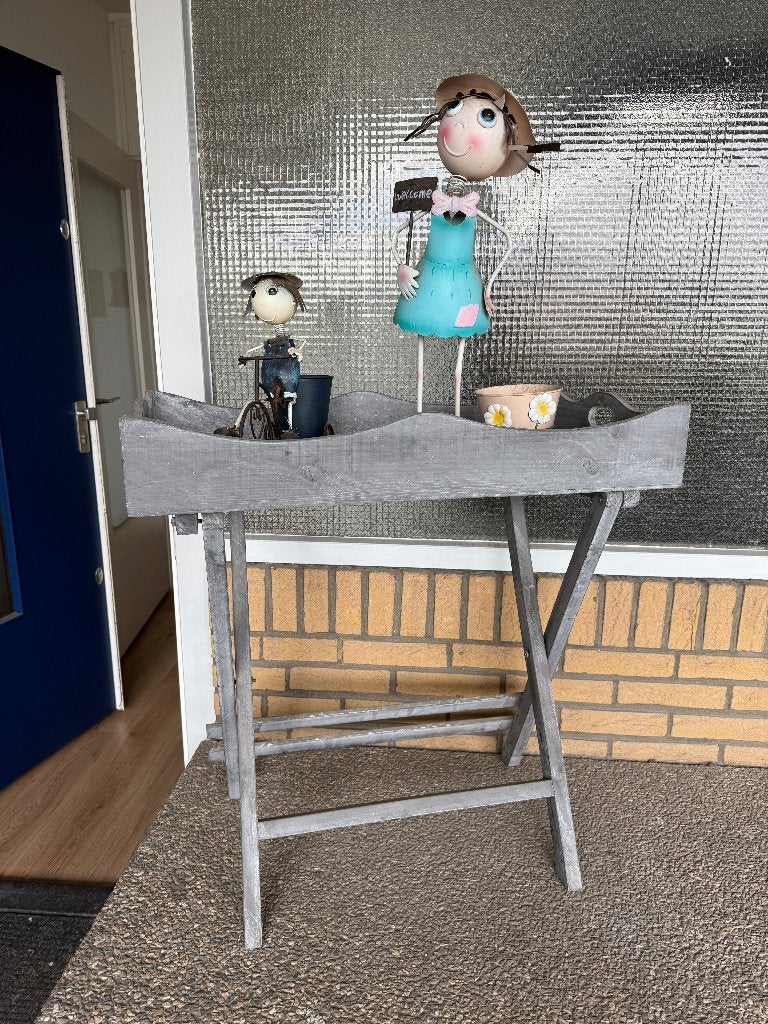 Decoratief metalen duo met plantenbakjes, Gebruikt, Rond, Metaal, Balkon