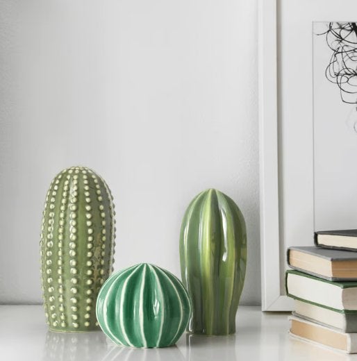 IKEA SJÄLSLIGT cactus decoratie set van 3, Ophalen, Groen, Decoratieobject, Steen/keramiek