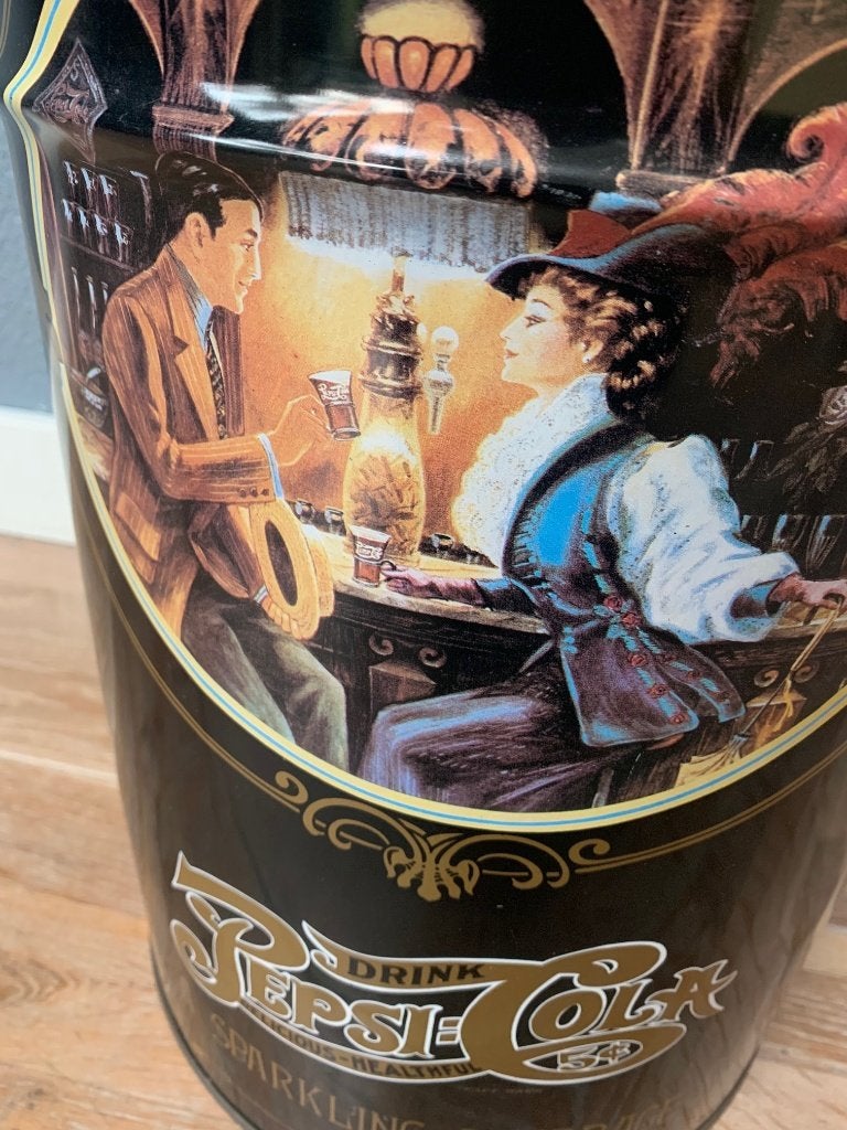 Vintage Pepsi blik kruk - retro cola jaren '60, Ophalen, Gebruikt, Gebruiksvoorwerp, Onbekend