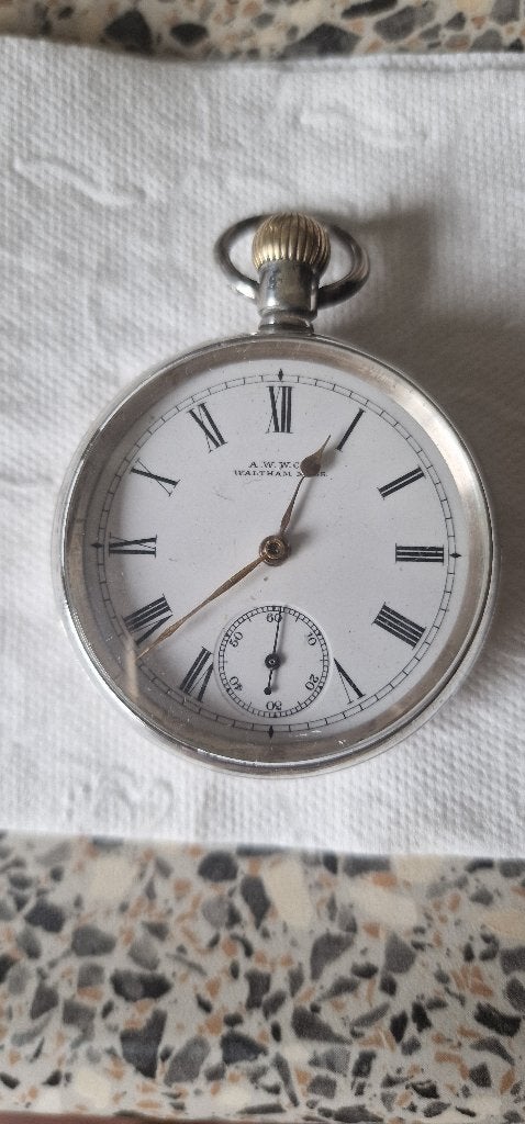 Zilveren Waltham zakhorloge-1893 Birmingham, Sieraden, Tassen en Uiterlijk, Horloges | Antiek, Overige merken, Zakhorloge, Ophalen of Verzenden