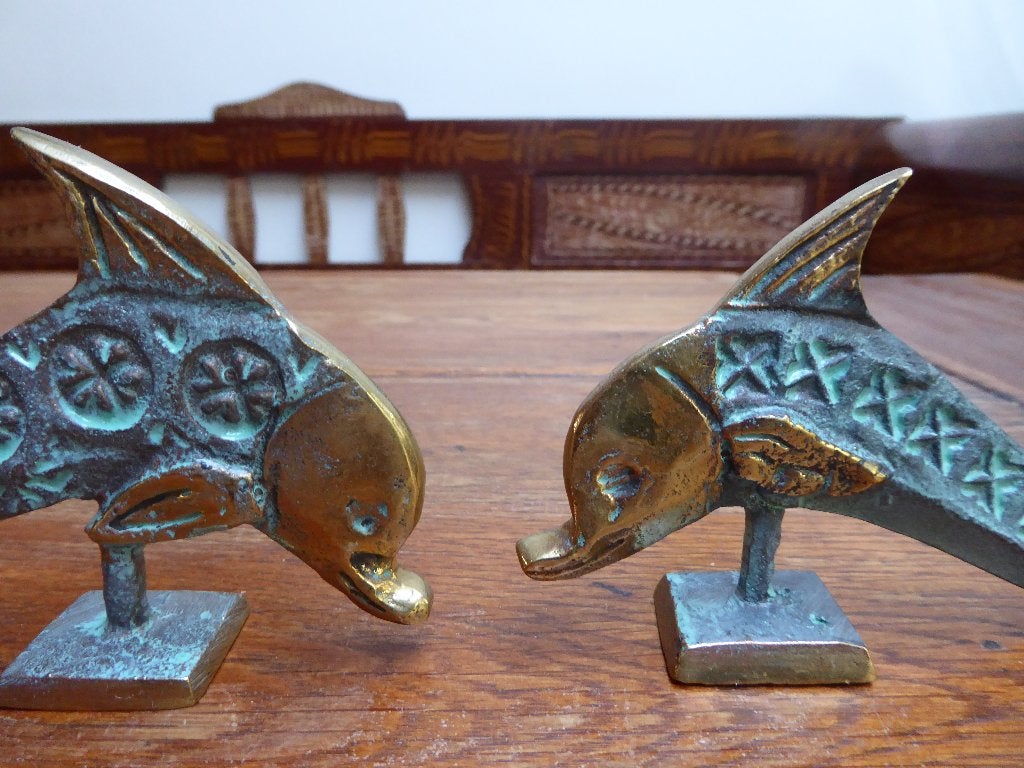 2 messing dolfijnen, Antiek en Kunst, Ophalen of Verzenden
