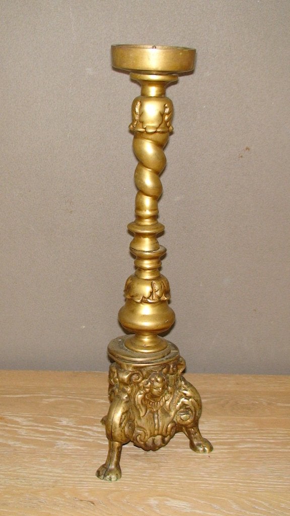 Te koop koperen kandelaar 52 cm hoog, Ophalen of Verzenden, Koper of Brons