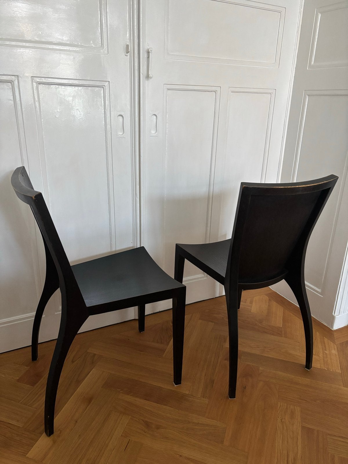 4 Milano stoelen Danilo Silvestrin - Gunther Lambert, Huis en Inrichting, Ophalen, Gebruikt, Zwart, Vier