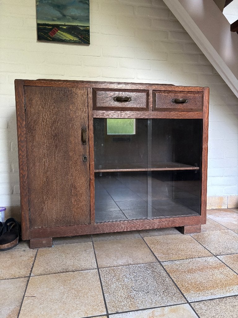 Dressoir met vitrine, Ophalen, Gebruikt, Met deur(en), 50 tot 100 cm