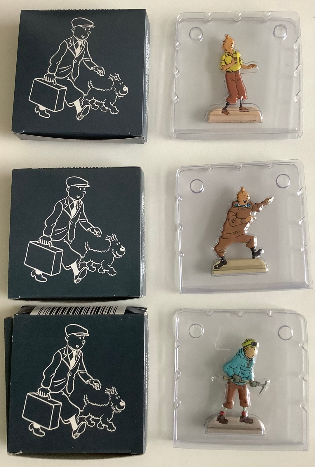 3 metalen Kuifje silhouetfiguren in diverse outfits, nieuw, Ophalen of Verzenden, Kuifje, Nieuw, Beeldje of Figuurtje