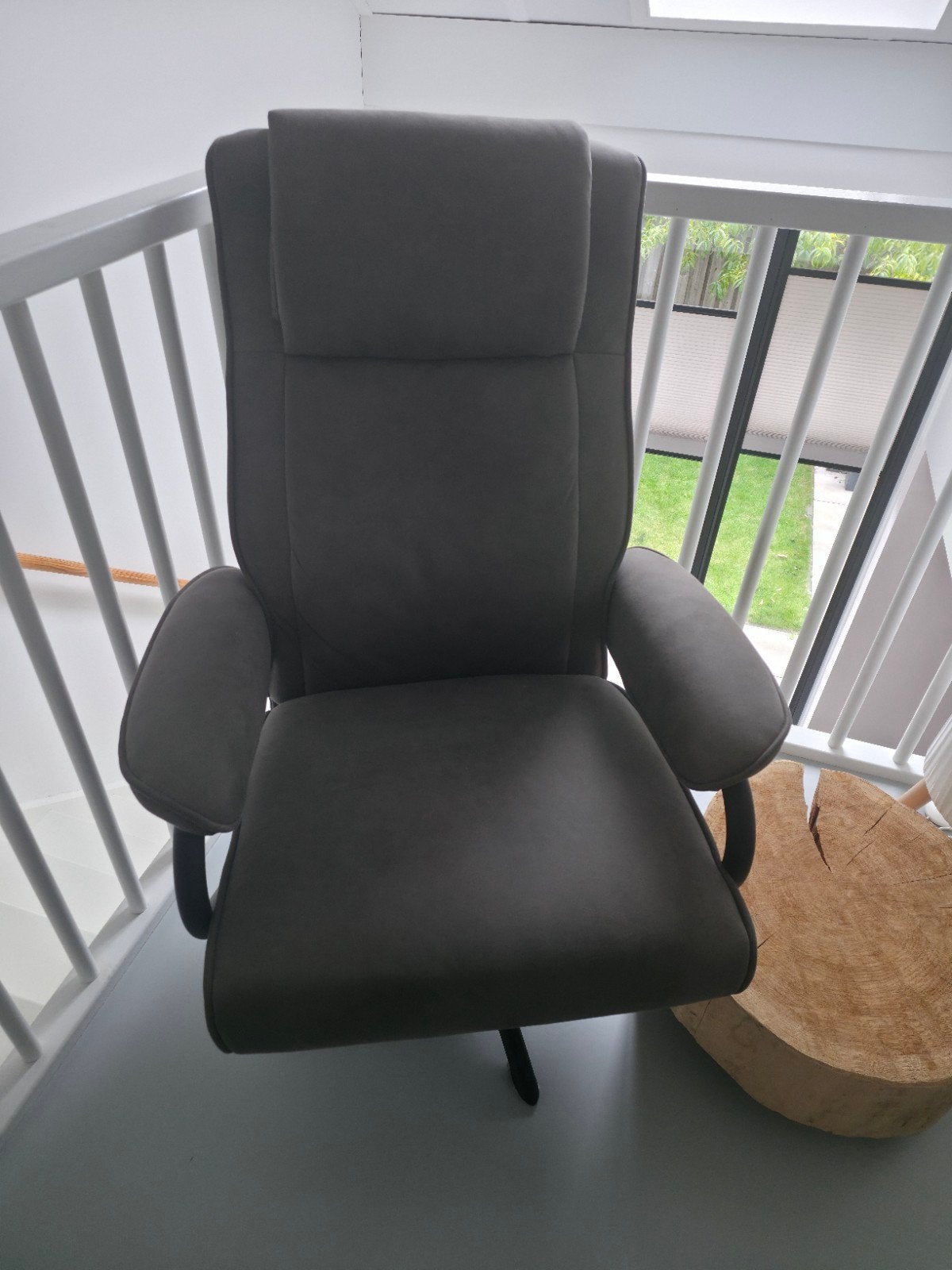 Luxe verstelbare relaxfauteuil / draaifauteuil – donkergroen, Ophalen, Gebruikt, Stof, 50 tot 75 cm
