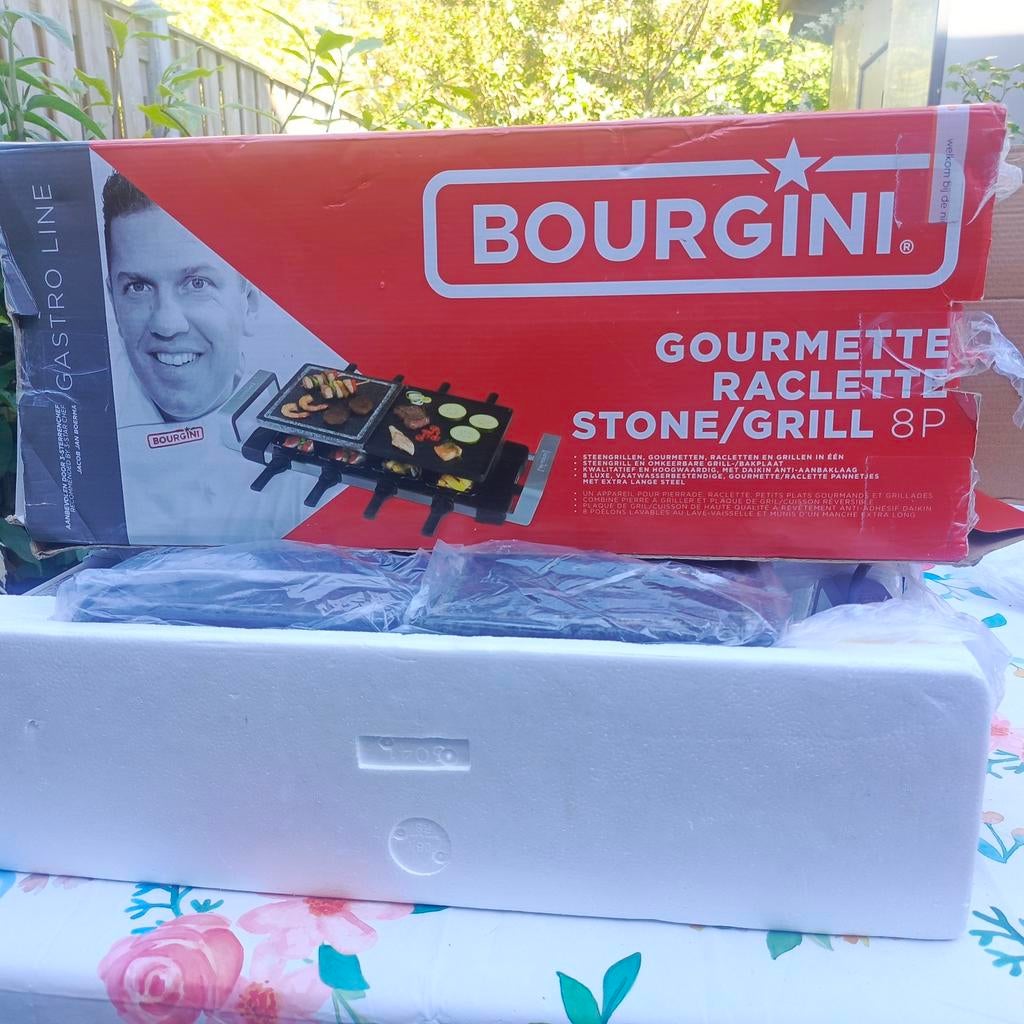 Bourgini Gourmet Raclette Stone/Grill 8P - Zo goed als nieuw, Ophalen of Verzenden, Zo goed als nieuw, 8 personen of meer
