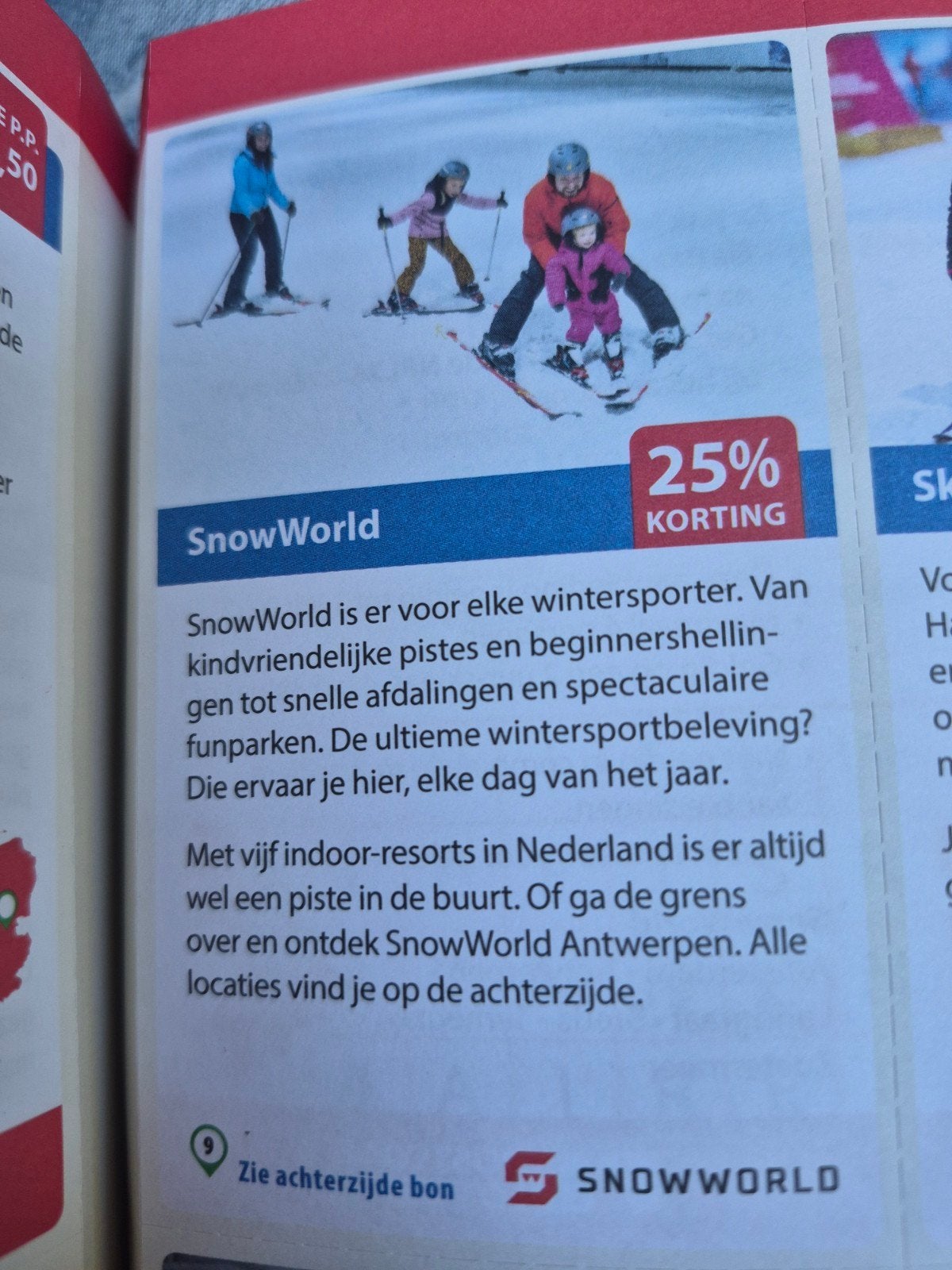 snowworld 25% korting, Eén persoon, Kortingsbon