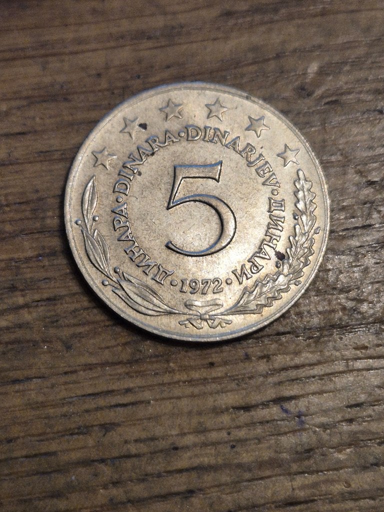 Joegoslavië - 5 Dinar 1972, Verzenden, Joegoslavië, Losse munt