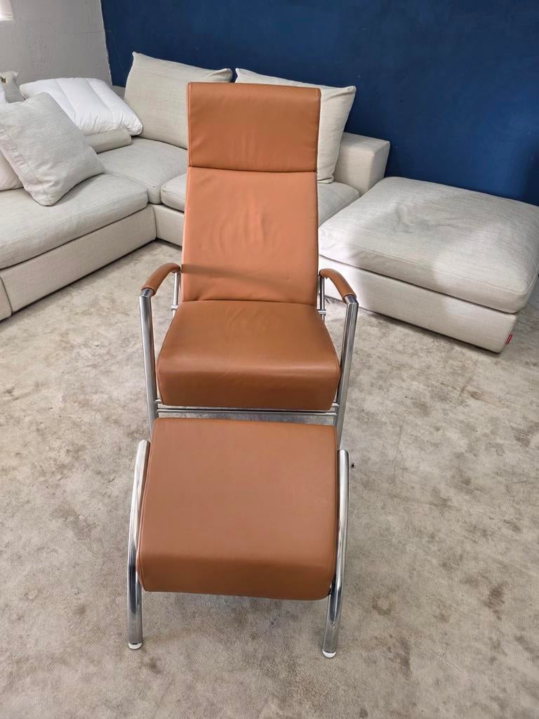 Harvink Club relax fauteuil showmodel + hocker, Ophalen of Verzenden, 75 tot 100 cm, 50 tot 75 cm