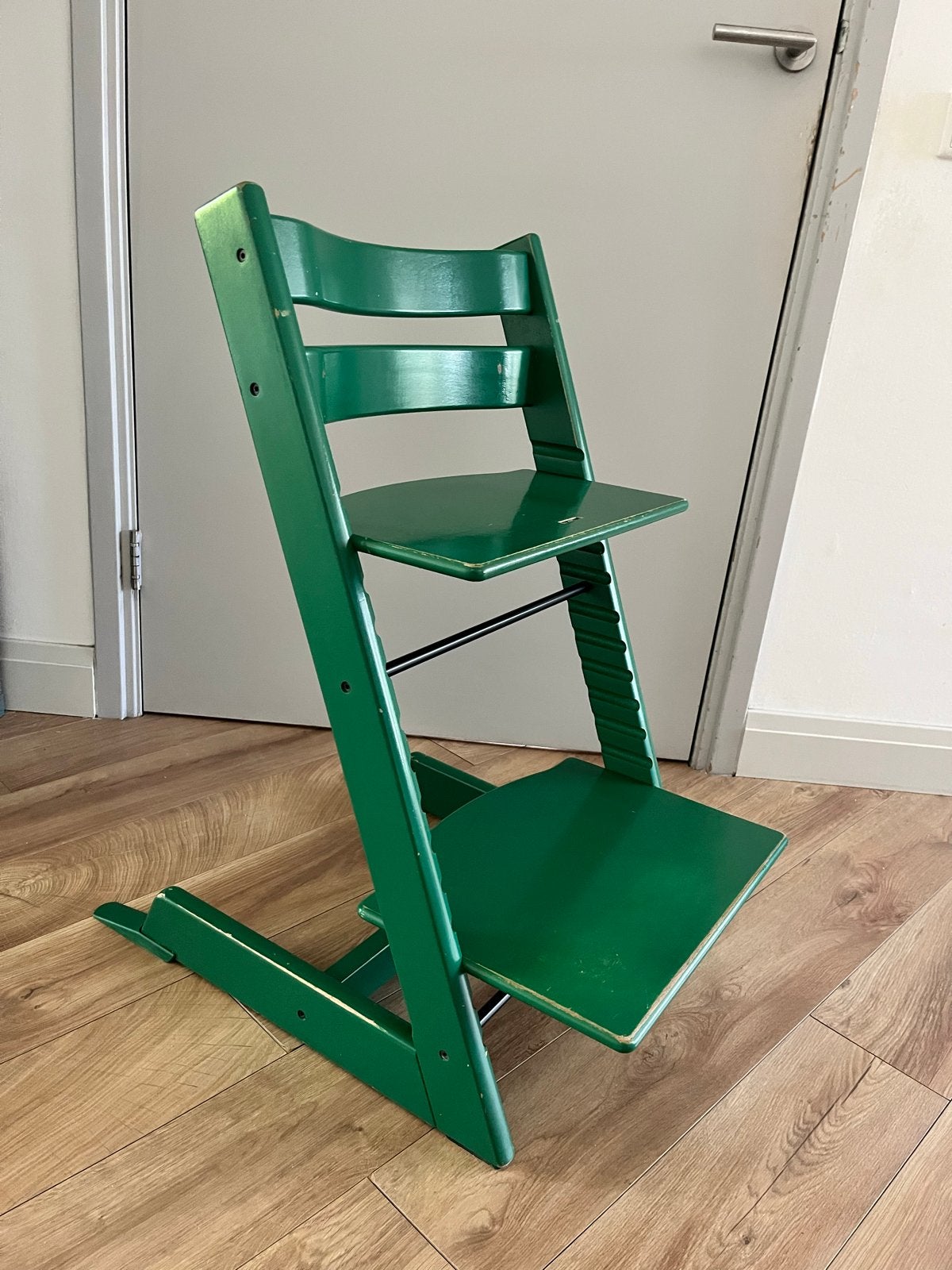 Stokke Tripp Trapp stoel groen met accessoires, Ophalen, Gebruikt, Meegroeistoel, Aanschuifbaar