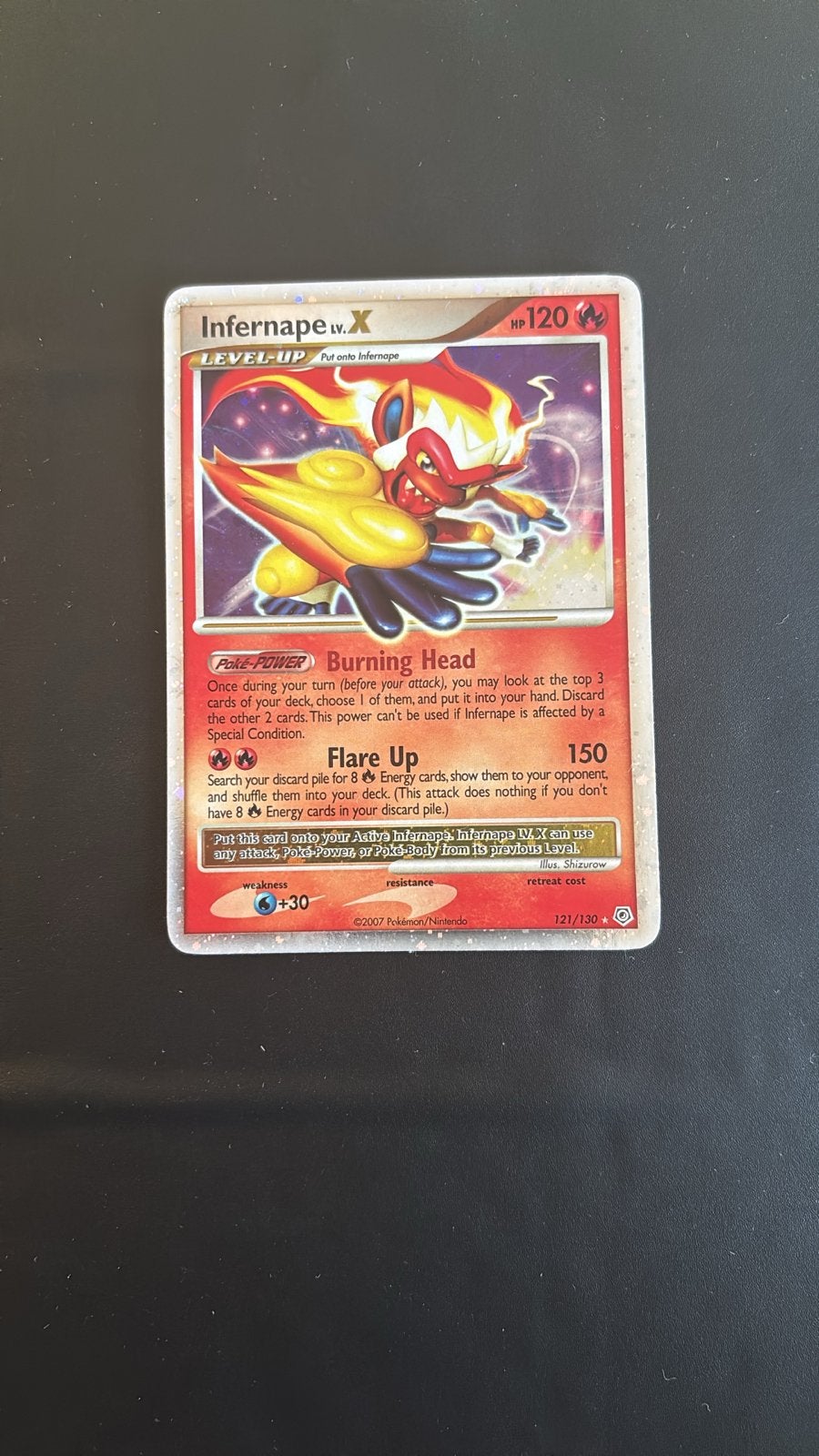 Infernape LV.X Pokémon Kaart - Zeldzaam en in goede staat, Ophalen of Verzenden, Zo goed als nieuw, Losse kaart, Foil