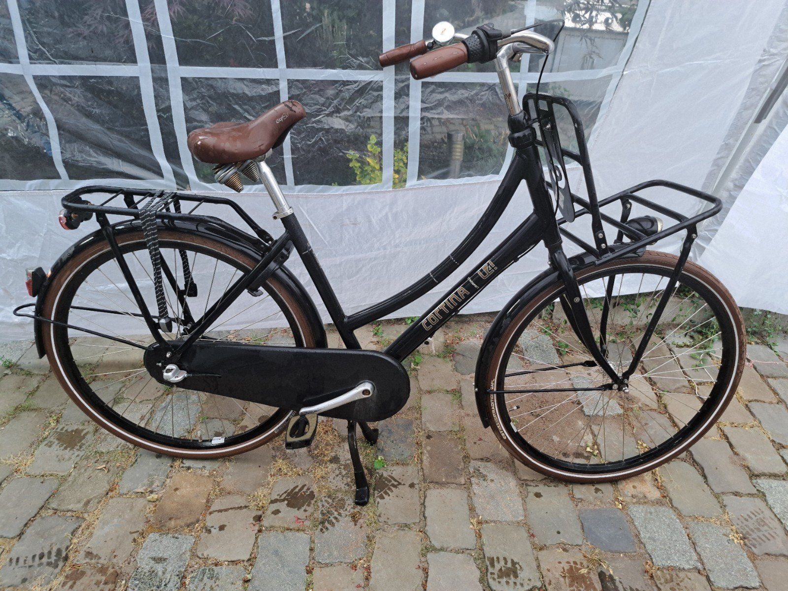 Cortina U4 Transportfiets Dames Zwart, Terugtraprem, Gebruikt, Versnellingen, 50 tot 53 cm