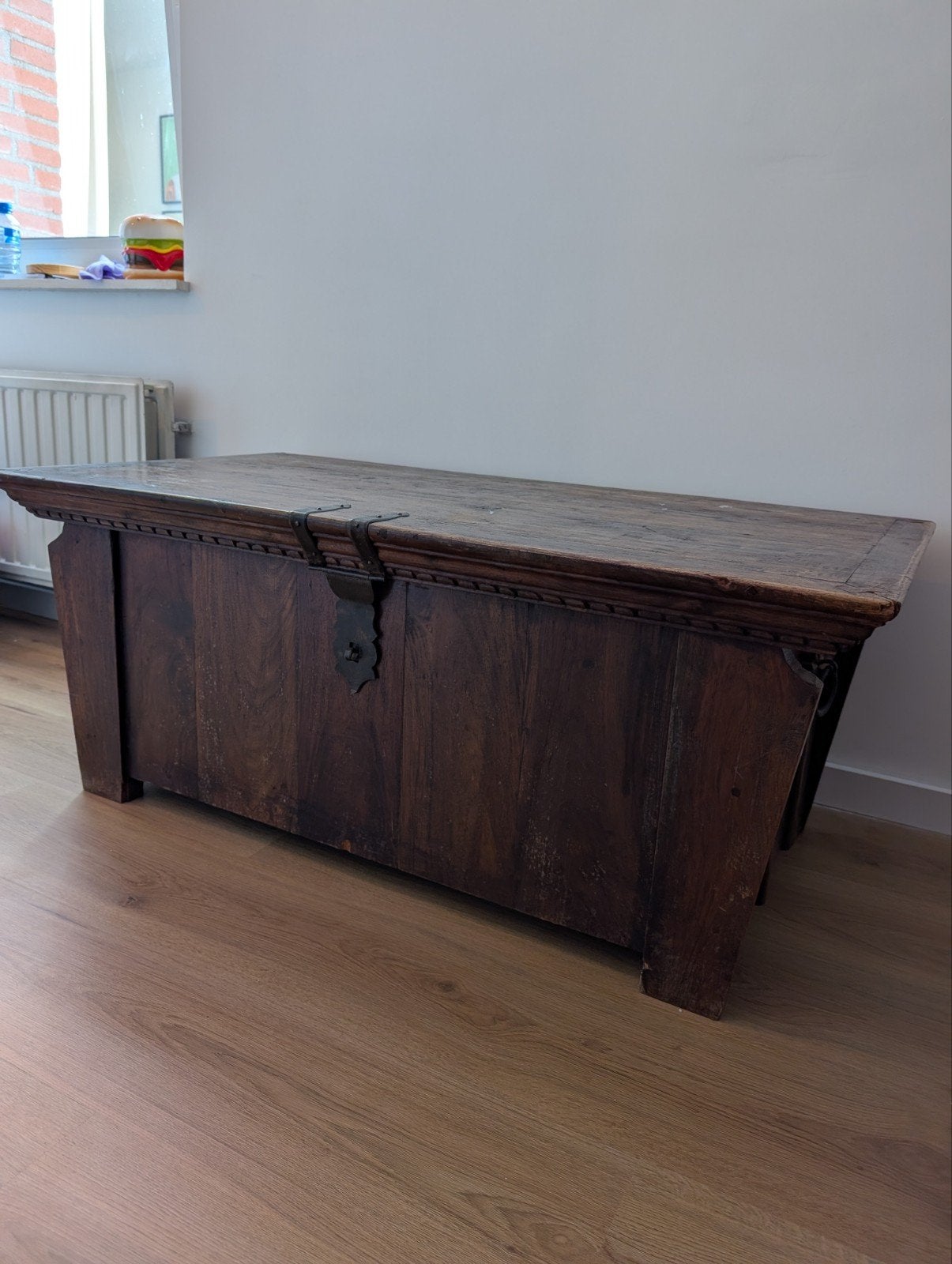 Antieke houten schatkist / dekenkist - 111x61x45 cm, Antiek en Kunst, Ophalen