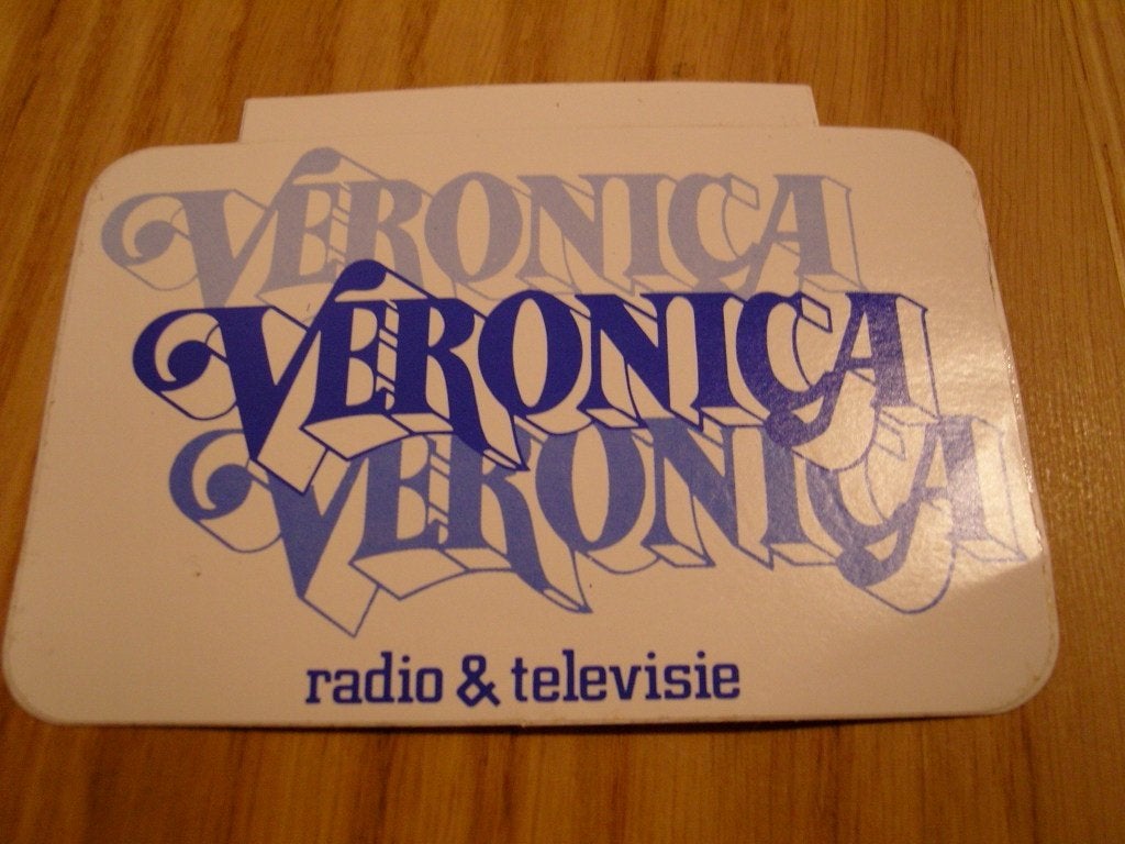 sticker omroep VERONICA radio & televisie logo 3x blauw *, Verzamelen, Ophalen, Zo goed als nieuw