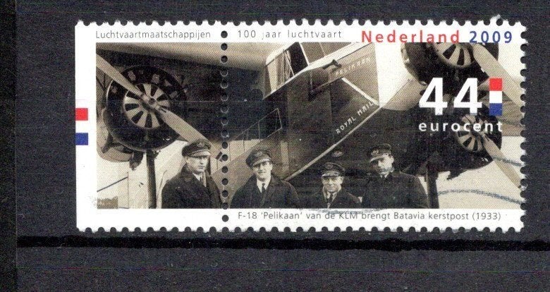 gestempelde zegel. Jaar 2009:  vliegtuig met tab, Ophalen of Verzenden, Na 1940, Gestempeld
