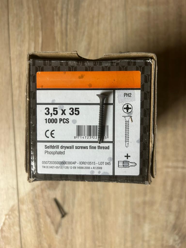 Gipsplaat schroeven met boorkop 3.5x35 mm 9x doos van 1500st, Ophalen of Verzenden, Nieuw, Minder dan 50 mm, Schroeven