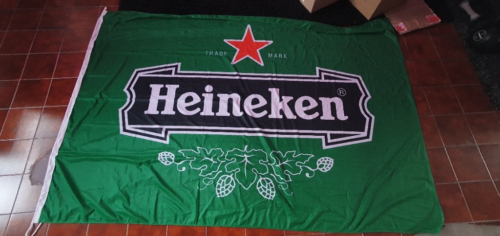 Originele Grote Heineken Horeca Vlag (214 x 145 cm) - Uniek!, Diversen, Vlaggen en Wimpels, Ophalen of Verzenden, Zo goed als nieuw