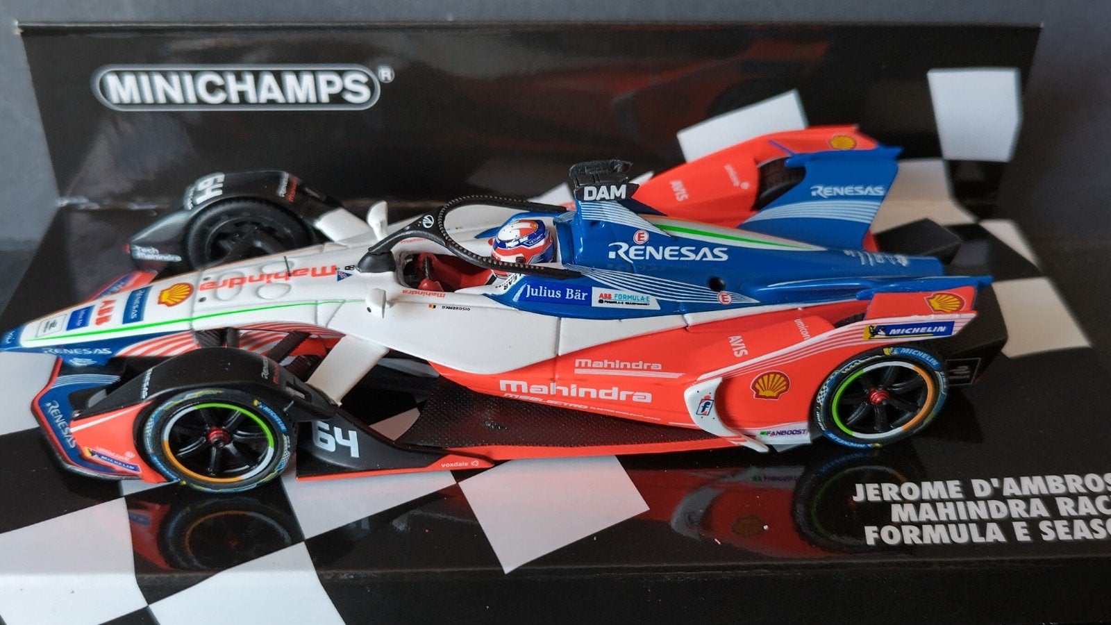 Mahindra Racing Ambrosio Formule E 1:43 minichamps Pol, Auto, Verzenden, ., Nieuw