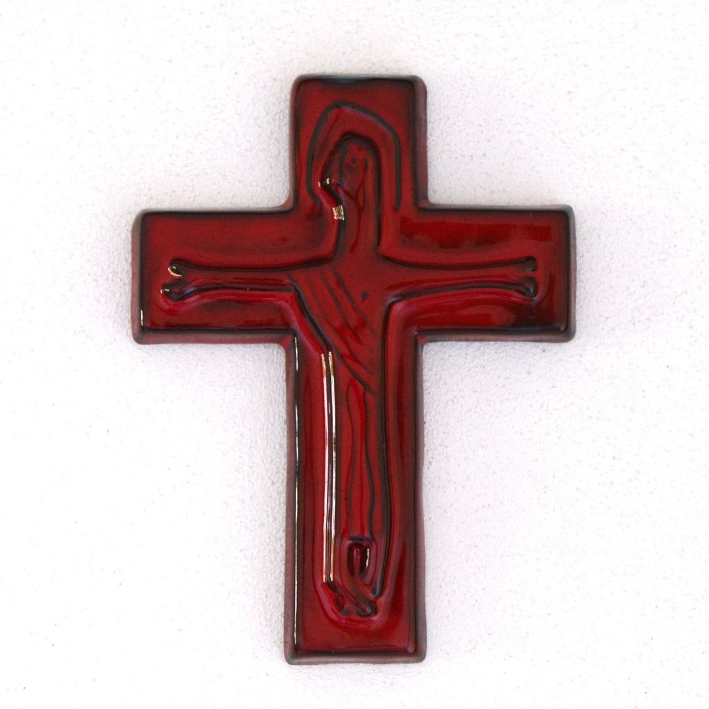 ✅ CRUCIFIX De WERF Utrecht keramiek rode glazuur ca. 1960, Ophalen of Verzenden