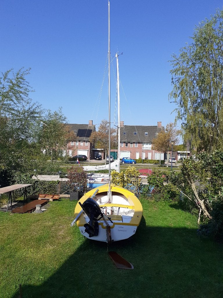 Zeilboot, open/ Motor mercury 5, 4takt / Boottrailer, Watersport en Boten, Ophalen, Gebruikt, Polyester, Fok