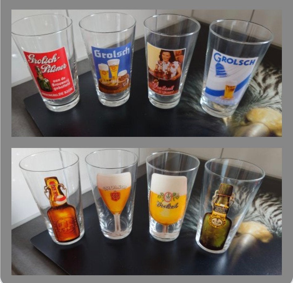 Mooie setjes Grolsch glazen, Verzamelen, Ophalen of Verzenden, Zo goed als nieuw, Bierglas