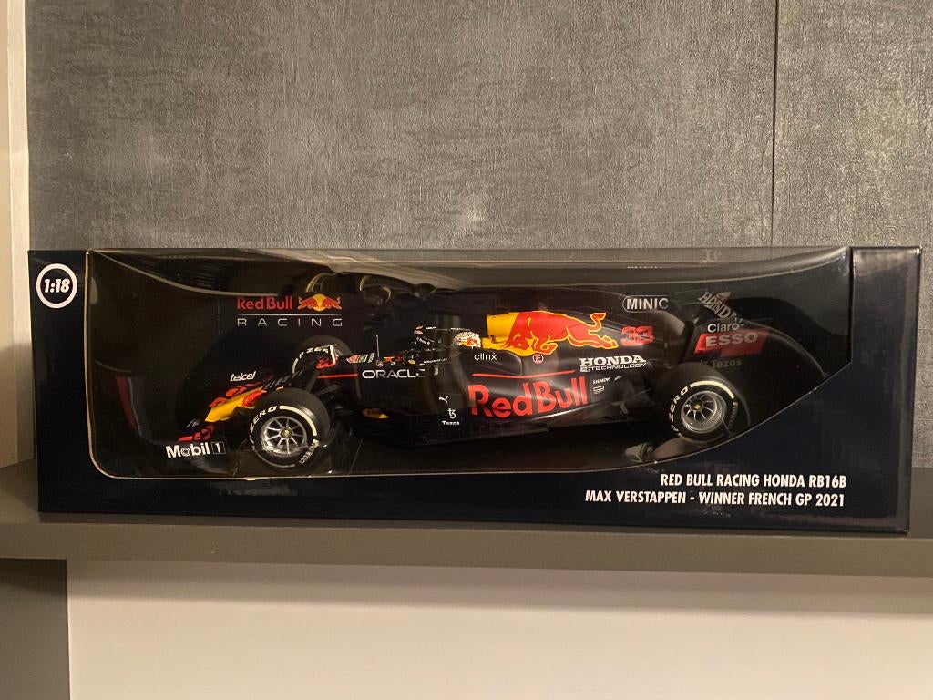 Max verstappen RB16B frankrijk 2021 1:18 model, Ophalen of Verzenden, Zo goed als nieuw, Formule 1