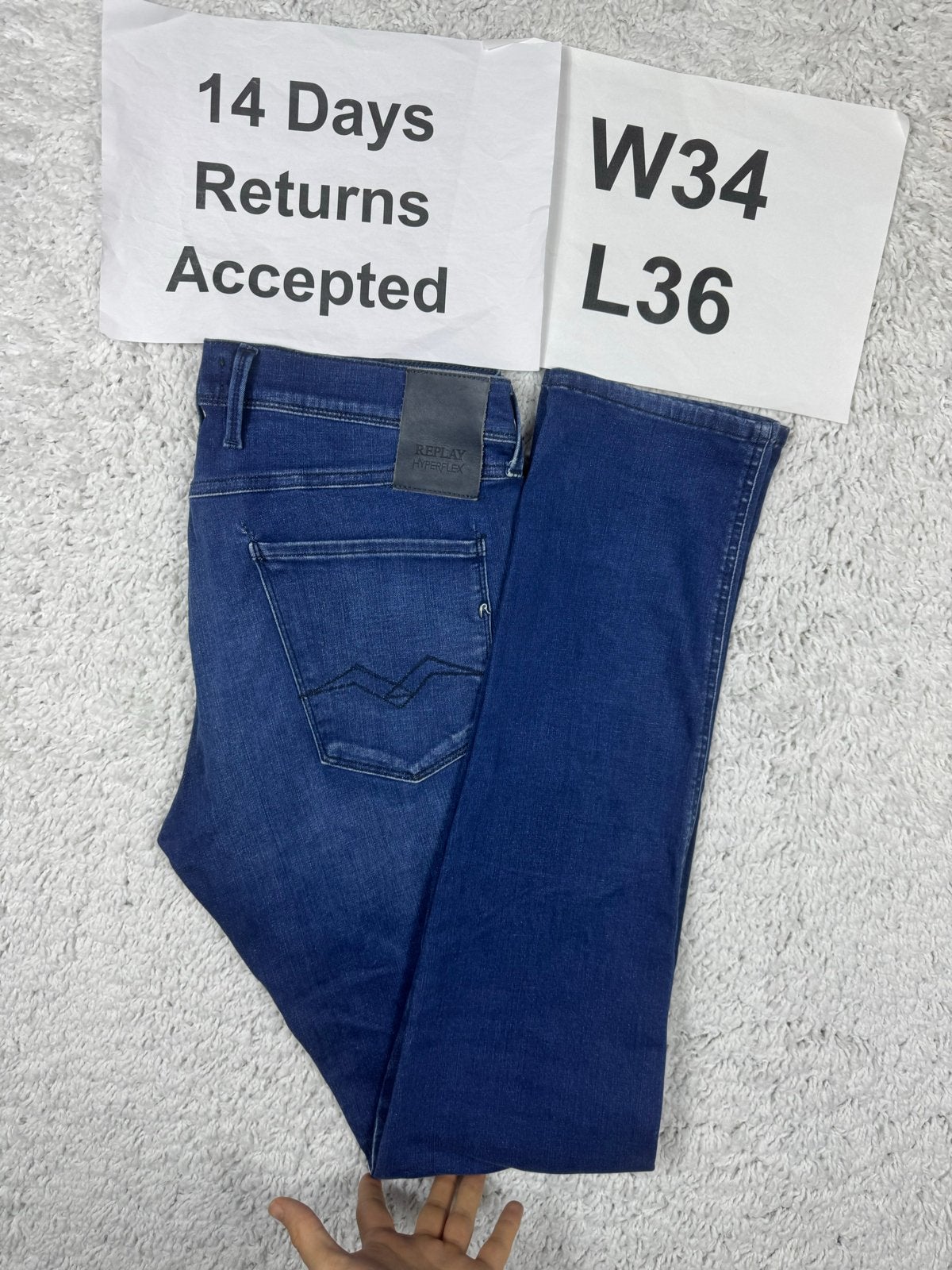 Replay Anbass Hyperflex Re-Used Jeans Slim Fit W34 L36 3259, G, Blauw, Ophalen of Verzenden, H