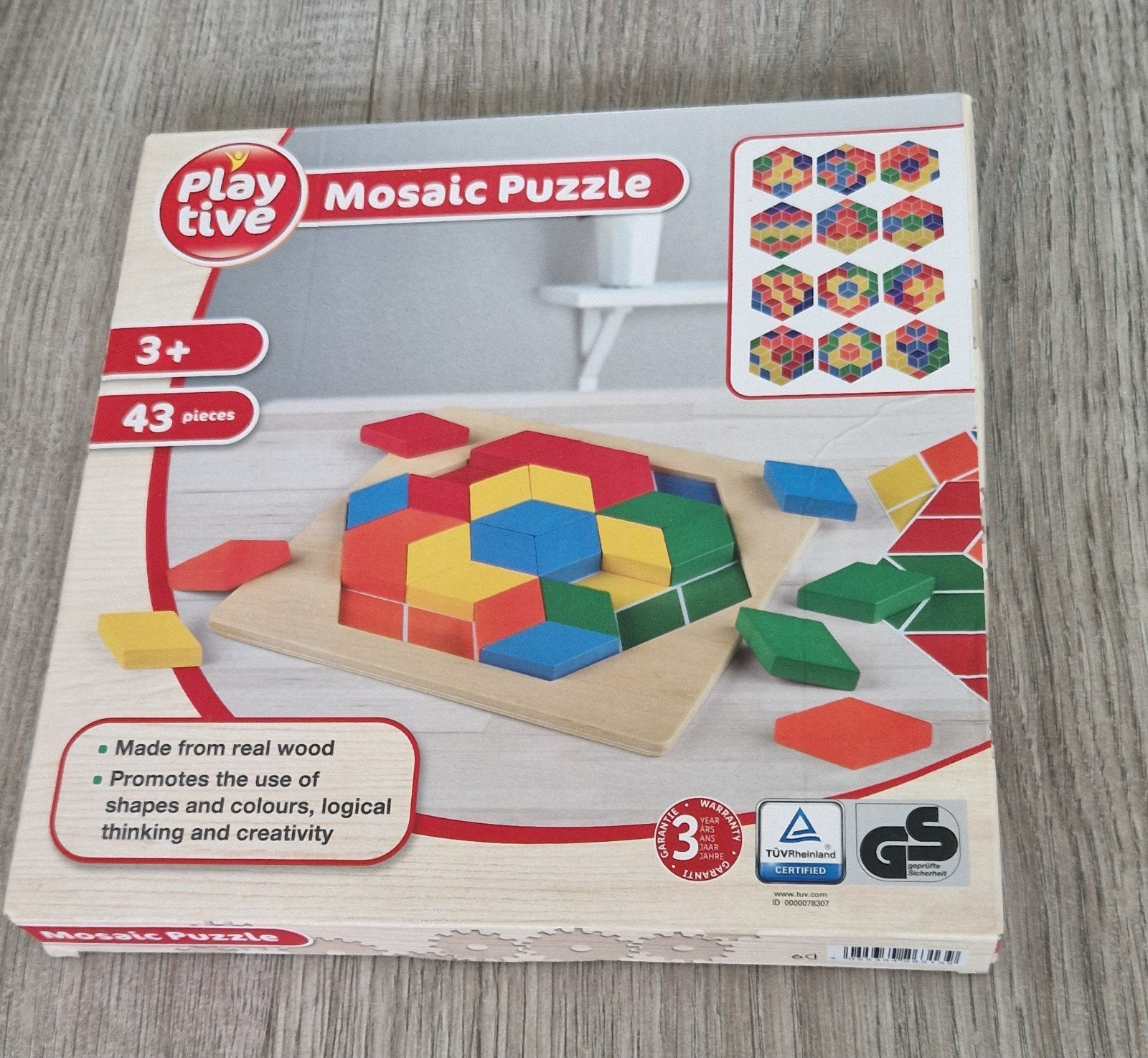 Playtive Mozaïek Puzzel - Houten Vormen & Kleuren, Ophalen, Zo goed als nieuw, Bouwen
