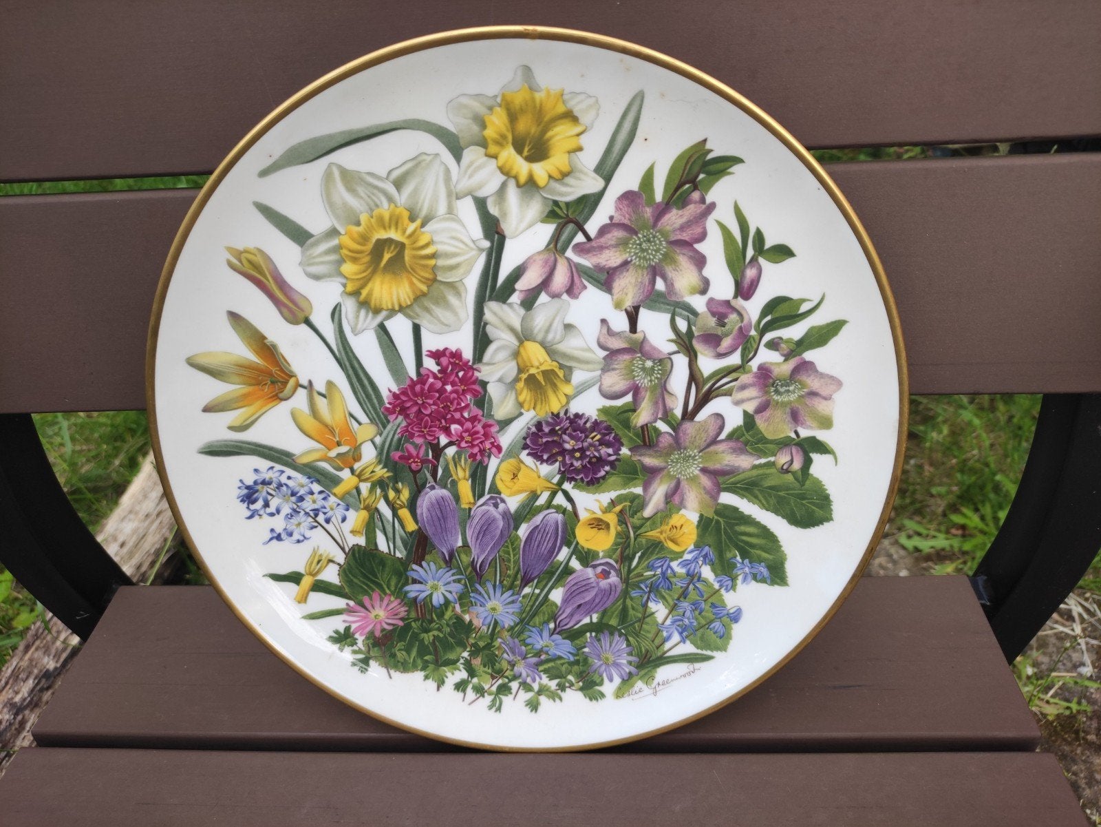 Franklin Mint 'Flowers of the Year' bord - Maart, Ophalen of Verzenden