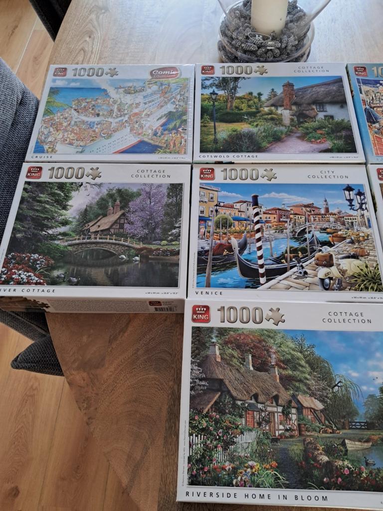 12 puzzels compleet 1000 stukjes alles voor 10 euro, Ophalen, 500 t/m 1500 stukjes, Zo goed als nieuw