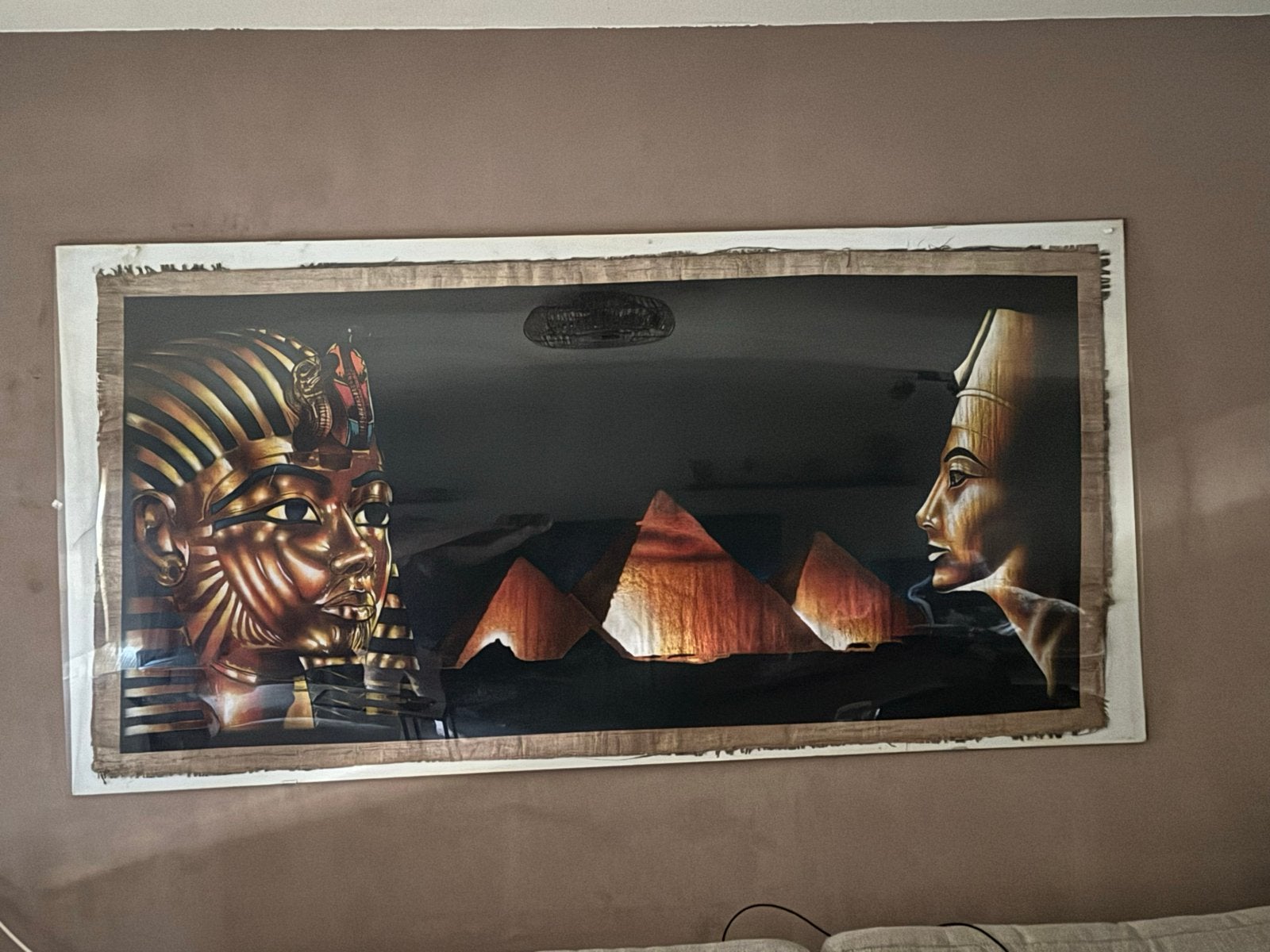 Groot Egyptisch papyrus schilderij  Toetanchamon & Nefertiti, Antiek en Kunst, Kunst | Schilderijen | Klassiek, Ophalen