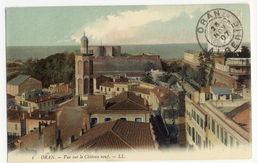 Algerije 1907, Oran Vue sur le Château neuf, gelopen, Ophalen of Verzenden, Voor 1920, Gelopen, Buiten Europa