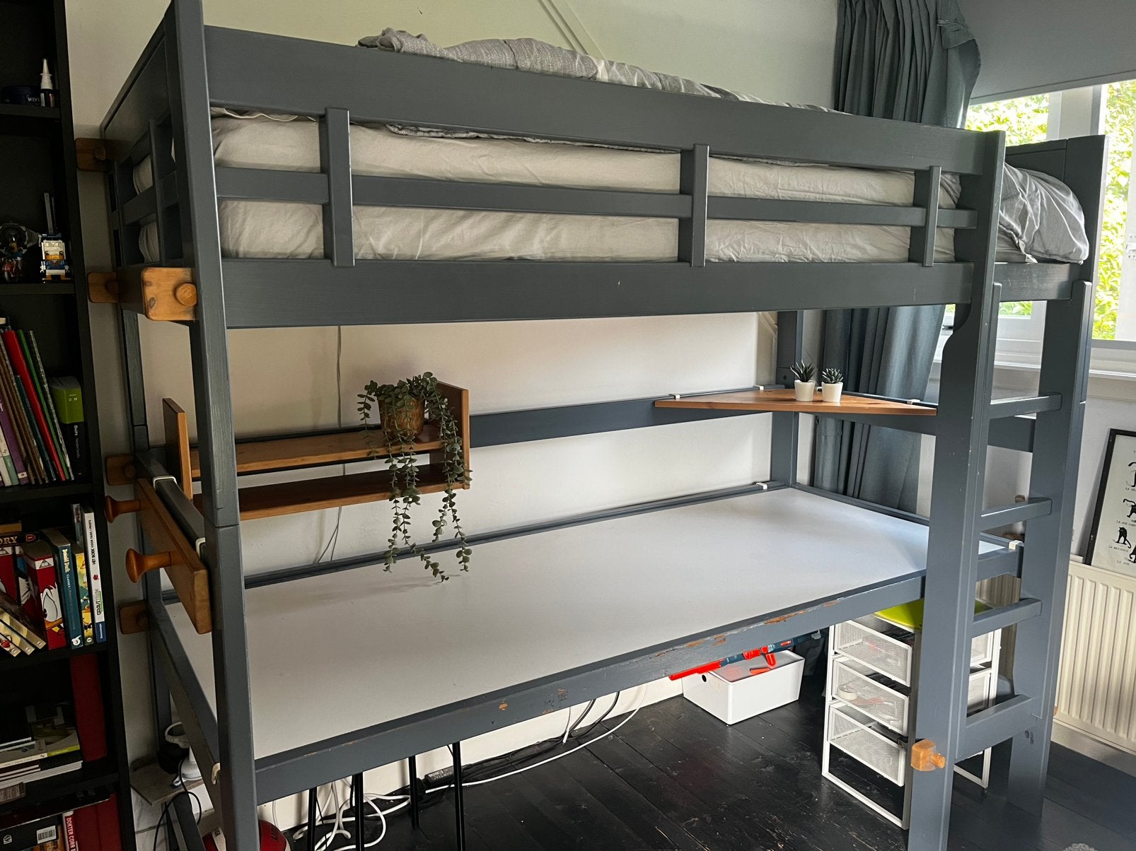 Hoogslaper met bureau Lifetime, Ophalen, Gebruikt, Eenpersoons, 160 tot 180 cm