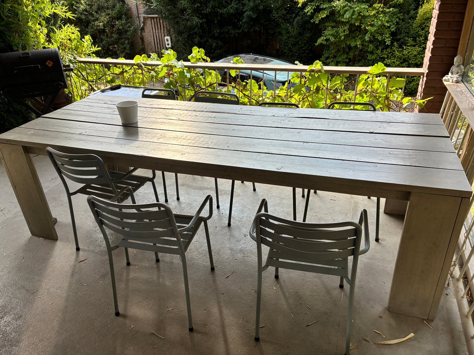 Tuintafel, Tuin en Terras, Tuinsets en Loungesets, Ophalen, Gebruikt, Steigerhout, Meer dan 8 zitplaatsen