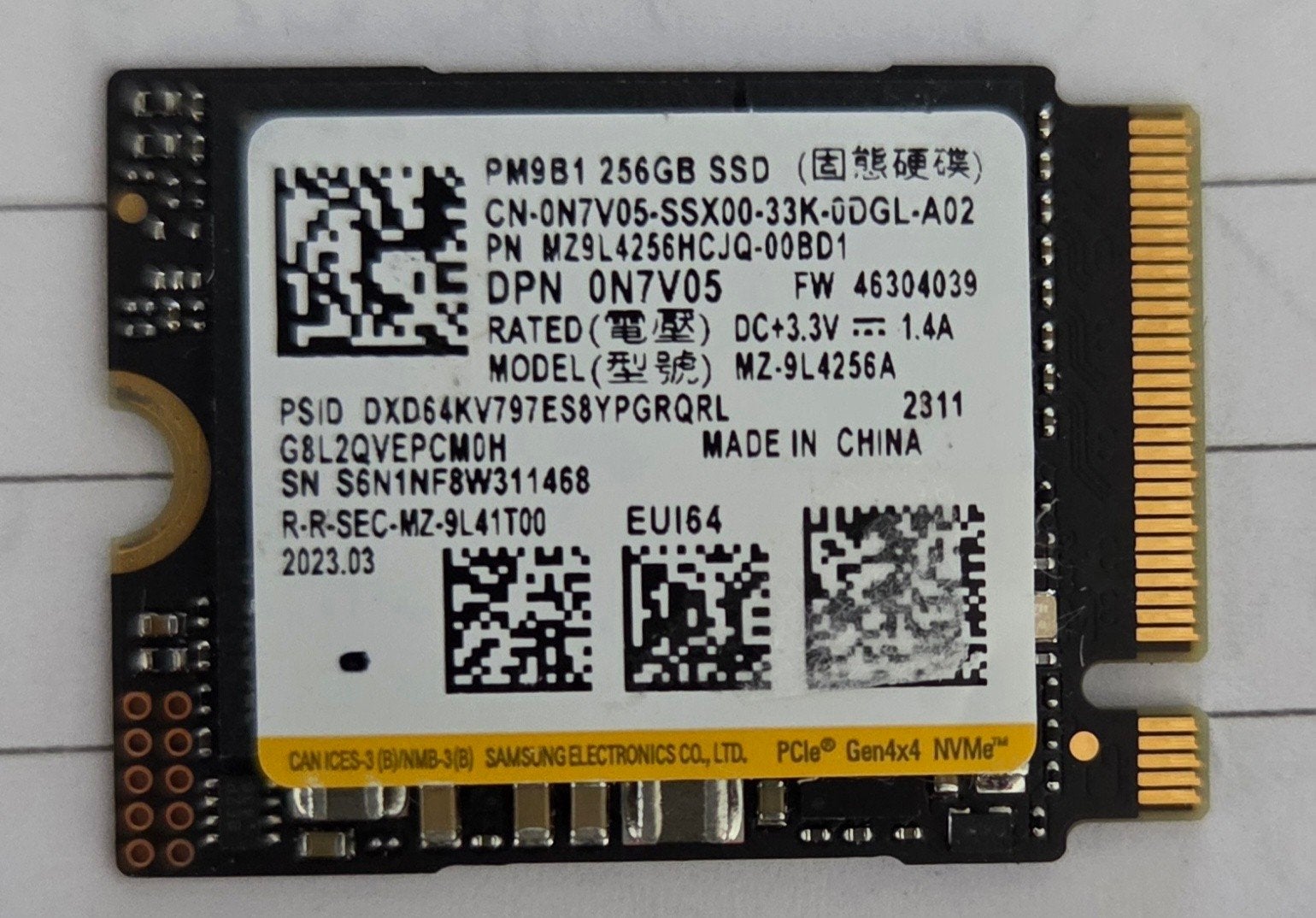 Samsung PM9B1 256GB M.2 2230 PCIe Gen4 NVMe SSD, Computers en Software, Intern, Samsumg., SSD, 2230 gen 4x4