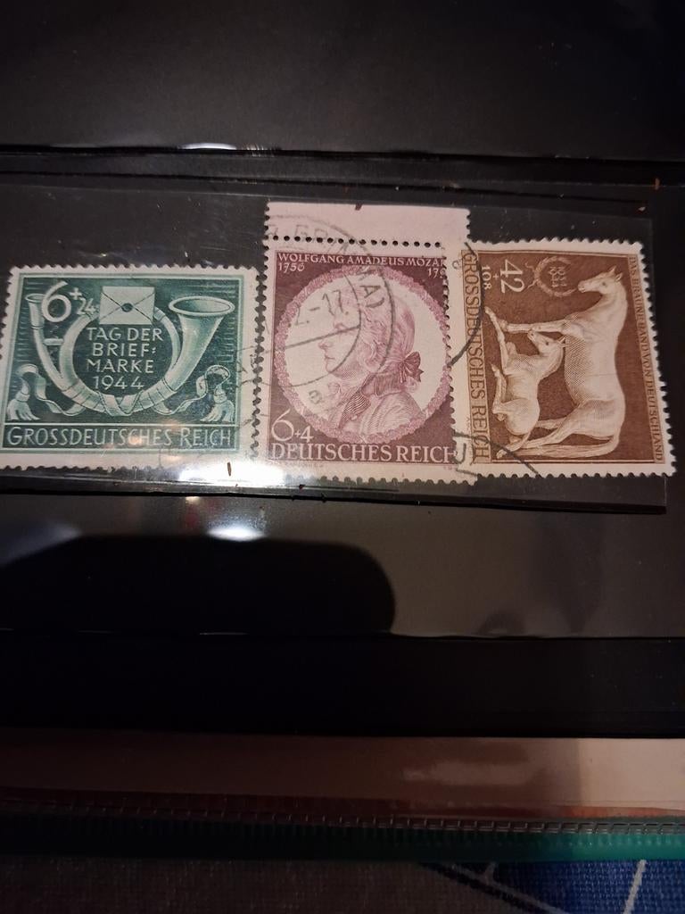 Duitse postzegels: Grossdeutsches Reich, Mozart, Paard, Ophalen of Verzenden, Duitse Keizerrijk, Gestempeld