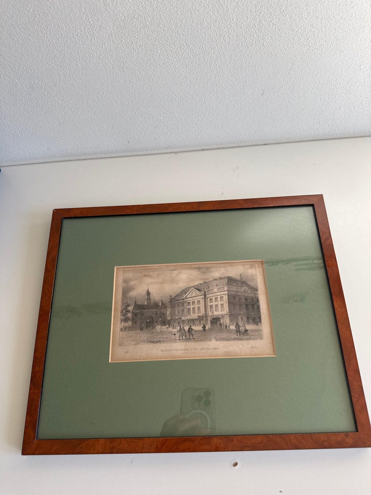 Oude prent Stads Schouwburg Leidseplein Amsterdam, Ingelijst, Ophalen of Verzenden, 37 cm, 30 cm