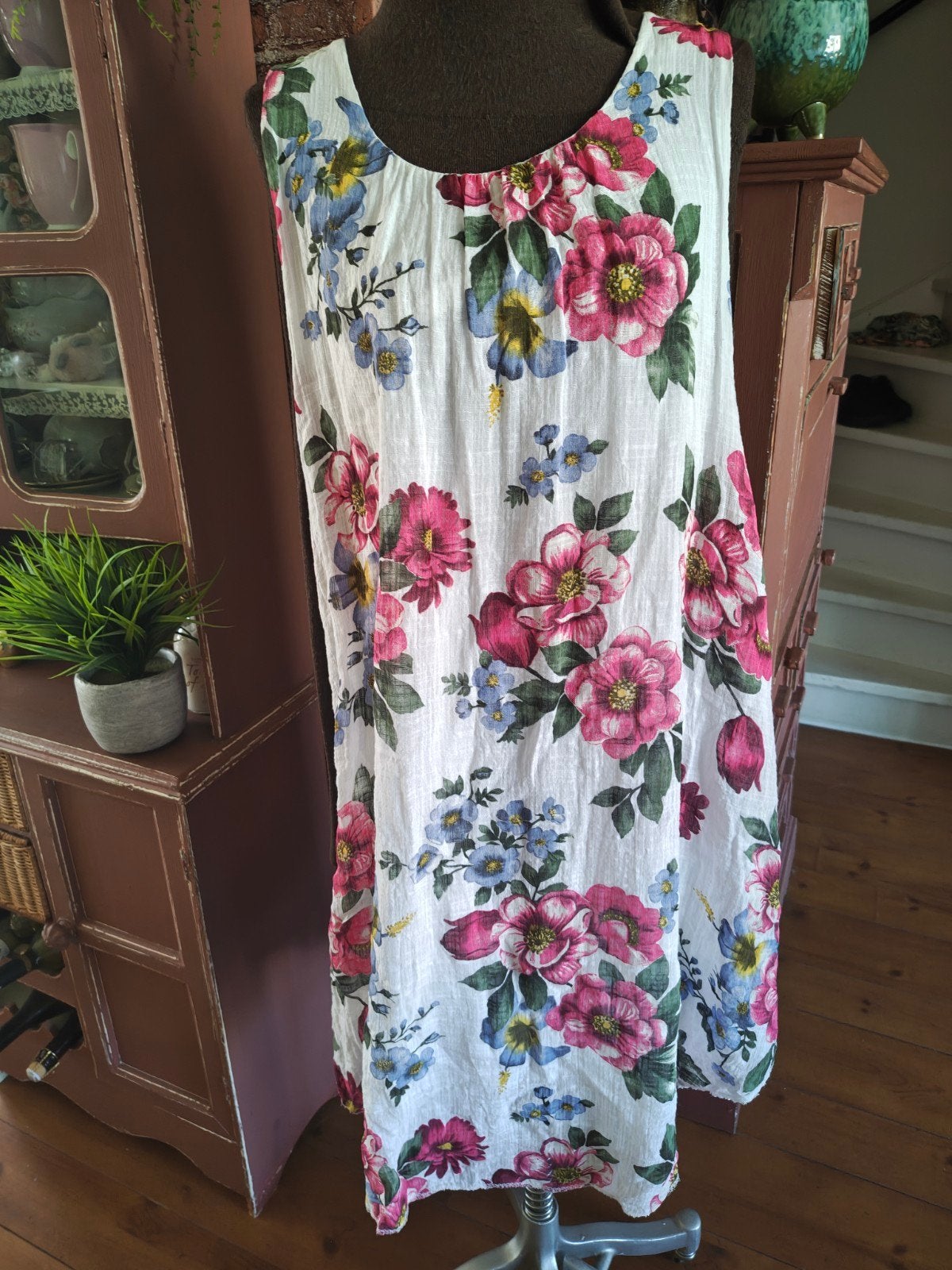 jurk xl xxl bloemen wit, Wit, Maat 46/48 (XL) of groter, Ophalen of Verzenden, Zo goed als nieuw