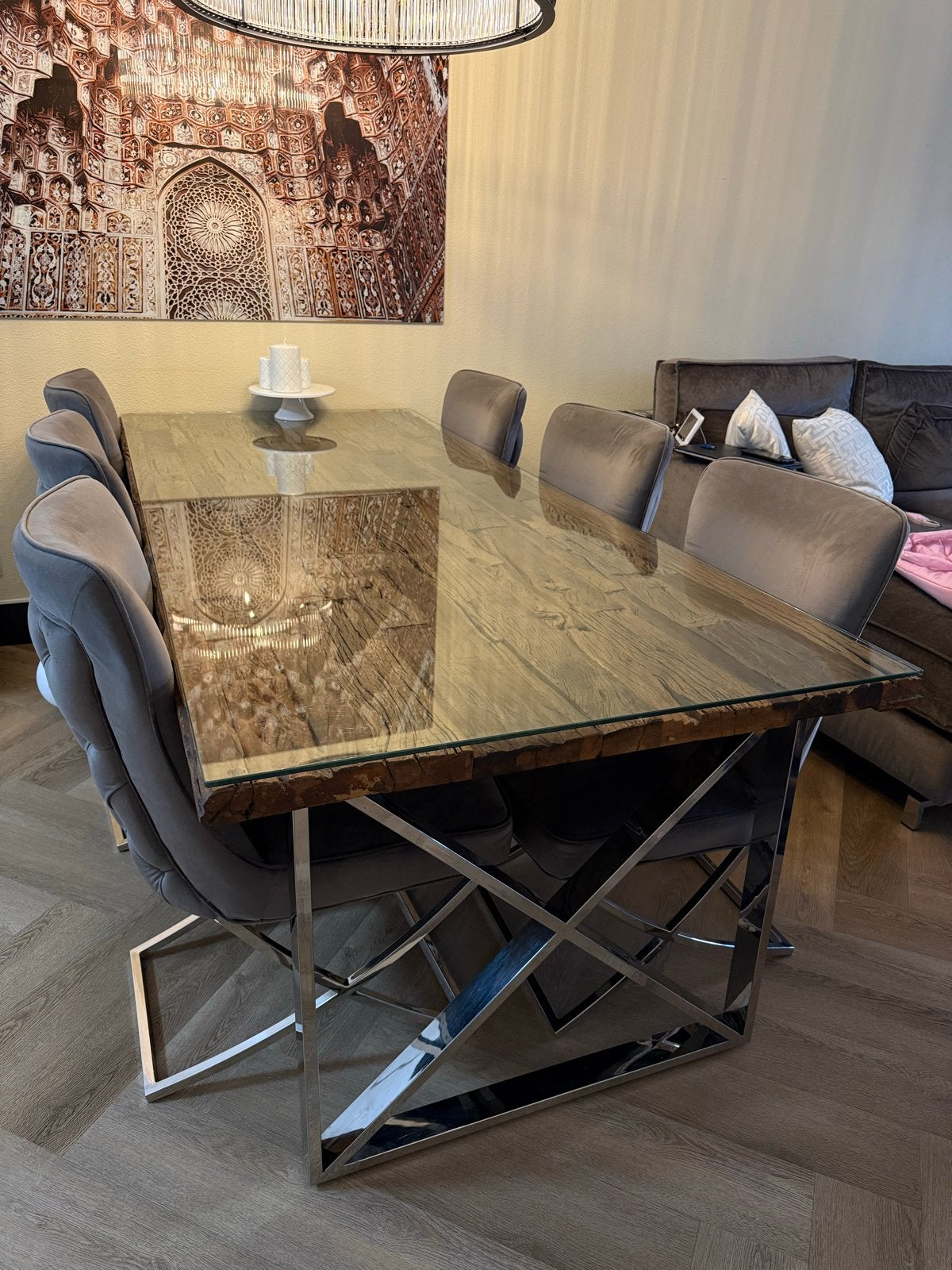 Luxe Richmond Eet- en Salontafelset met Stoelen, Ophalen, Gebruikt, 100 tot 150 cm, 50 tot 100 cm