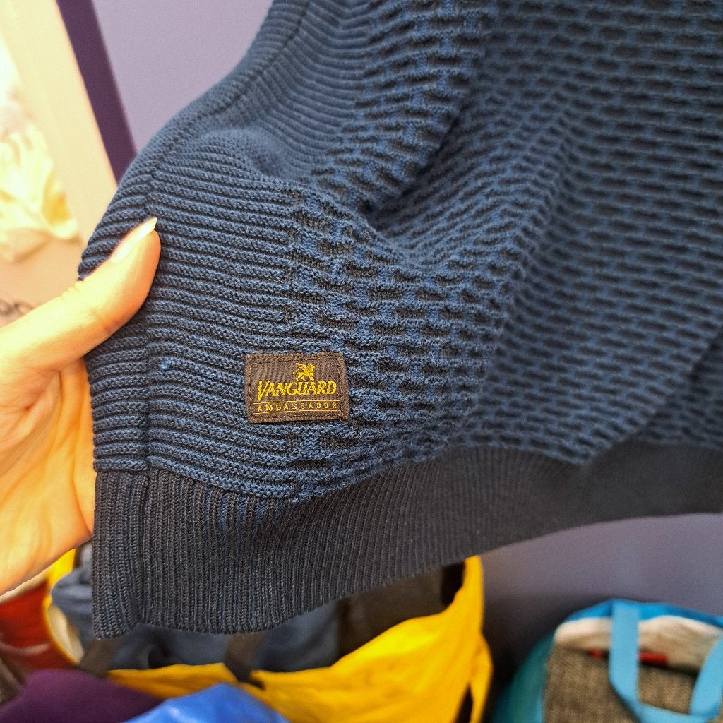 Vanguard petrol blauwe trui half zip merino blend XXL 50088, Vanguard, Blauw, ., Overige maten