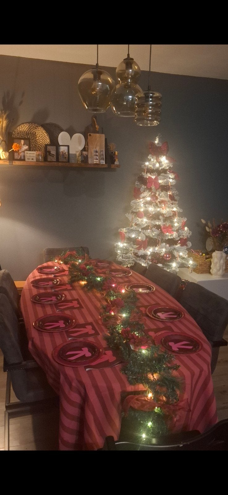 Guirlande met lampjes • bordeaux roze decoratie, Diversen, Ophalen of Verzenden, Zo goed als nieuw